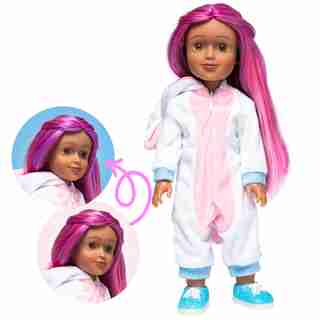 POUPÉE SOPHIA LA LICORNE AUX CHEVEUX CHANGEANT DE COULEUR (35 CM)