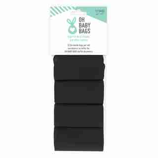 Oh Baby Bags Mini Duffel Unscented and Odour-Locking Plastic Refill Bag Black 96-Pack