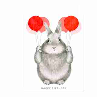 Birthday Card Bunny Balloons