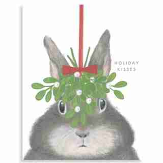 Holiday Card Bunny With Mistletoe