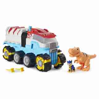 PAW Patrol Dino Rescue Dino Patroller Motorized Team Vehicle with Exclusive Chase and T. Rex Figures