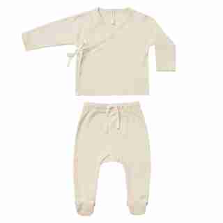 Quincy Mae Kimono + Footed Pant Set - Natural Baby 0-3 Months
