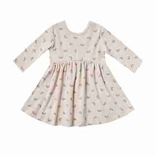 Quincy Mae Rubbed Longesleeve Dress 3 - 6 Months Stone