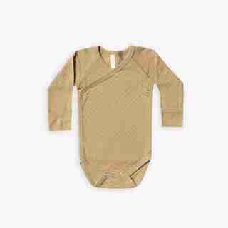 Quincy Mae Pointelle Kimono Onesie 0-3 Months Honey