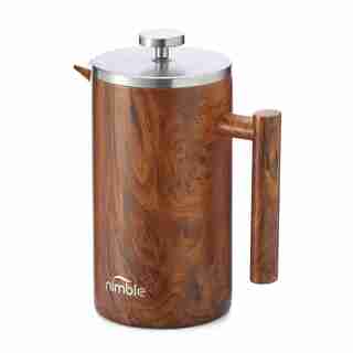 Nimble Double Walled French Press Coffee Maker - English Wood