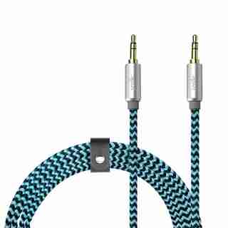 LOGiiX Piston Connect Braid 1.5M Aux to Aux - Blue/Black