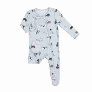Angel Dear Zipper Footies - Grey Puppy Size Baby 0-3 Months