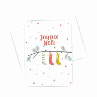 Boxed Cards - Christmas stockings on a branch (in French)
