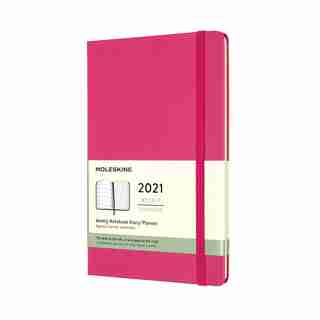 Moleskine 12 Month Planner Weekly Notebook Hard Cover Large Bougainvillea Pink