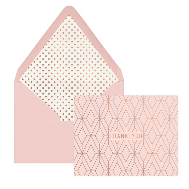 THANK YOU NOTE CARD SET COPPER GEO
