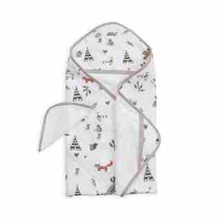 Little Unicorn Cotton Hooded Towel & Wash Cloth - Forest Friends Set