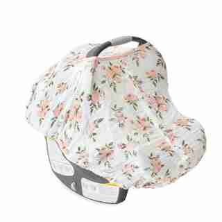 Little Unicorn Car Seat Canopy 100% Cotton Muslin Watercolour Roses