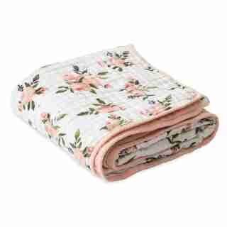 Little Unicorn Quilt 100% Cotton Muslin Watercolour Roses