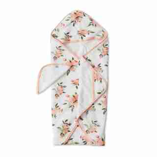 Little Unicorn Hooded Towel and Washcloth 100% Cotton Watercolour Roses
