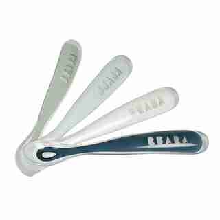 BEABA First Stage Silicone Spoons, Peacock