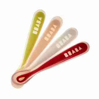 BEABA First Stage Silicone Spoons, Neon