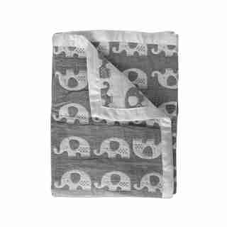 Lolli Living Blanket 100% Cotton Muslin Elephant Grey