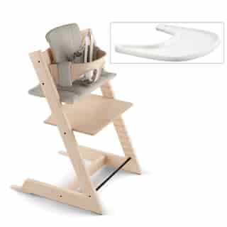 Tripp Trapp High Chair Complete Natural with Timeless Grey and Tray