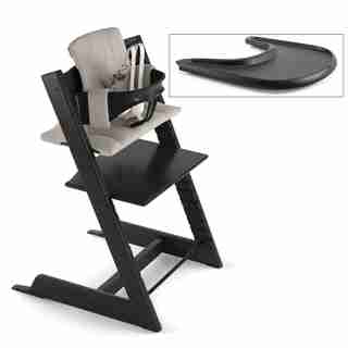 Tripp Trapp High Chair Complete Black with Timeless Grey and Tray