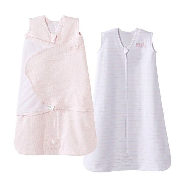 Halo® 2 Piece Gift Set with SleepSack® Swaddle and Wearable Blanket Blush Tiny Circles and Etched Lines