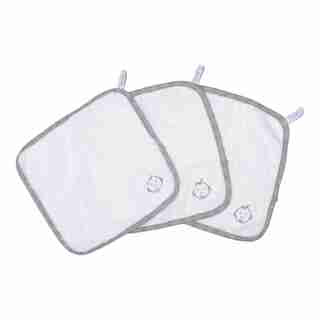 Juddlies Bamboo Washcloth - White / Driftwood Grey - 3 - Pack