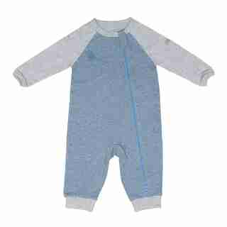 Juddlies Raglan Collection Baby Toddler Organic Cotton Playsuit Sleeper 2-Way Zipper Newborn 0-10Ibs - Denim Blue