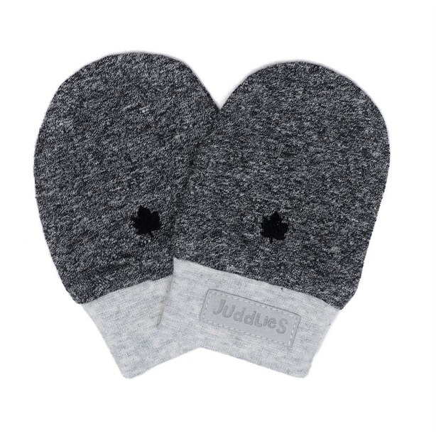 Juddlies Designs™ Baby Raglan Scratch Mitts Organic Cotton Graphite Black 0 to 3 Months