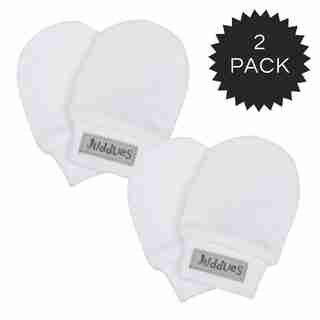 Juddlies Designs™ Baby Scratch Mitts Organic Cotton White Grey
