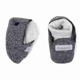 Juddlies Designs™ Baby Raglan Slippers Organic Cotton Graphite Black 0 to 3 Months