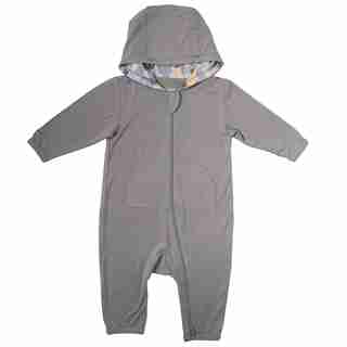 Juddlies Camoose Collection Baby Bamboo 2-Way Zipper Hooded Jumpsuit Newborn 0-10Ibs - Grey