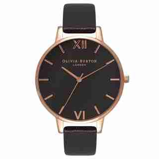 Olivia Burton Big Dial Black & Rose Gold Watch