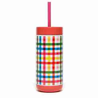 STAINLESS STEEL TUMBLER WITH STRAW - BLOCK PARTY