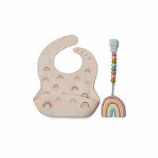 Loulou Lollipop Bib And Teether Set Bundle - Rainbow