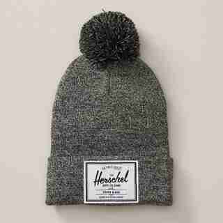 ABBOTT YOUTH POM BEANIE HEATHER GREY AND BLACK