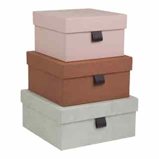 OUI X BIGSO TILLY NESTED STORAGE BOXES PINK ORANGE SET OF 3
