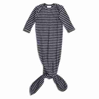 aden + anais Snuggle Knit Knotted Gown - Navy Stripe