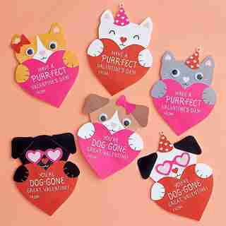 Valentine Cards Kit Puppies and Kittens Set of 24
