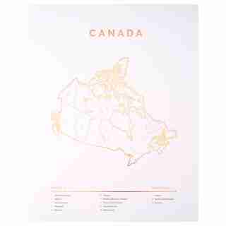 Canada Map Rose Gold Art Print - 11" x 14"