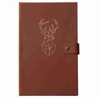 BUTTON CLOSURE JOURNAL LARGE ELK GEO DARK BROWN