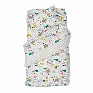 NOAH'S ARK & WIDE STRIPE GREY DUVET, FULL SIZE