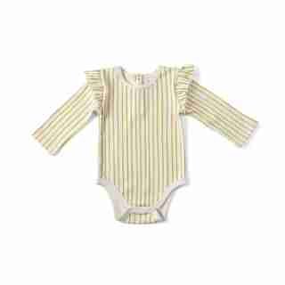 STRIPES AWAY RUFFLE ONE PIECE - MARIGOLD 0-3 MONTHS