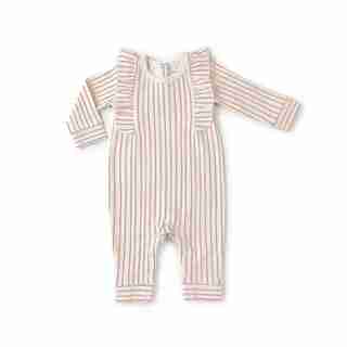 Stripes Away Ruffle Romper Dark Pink 0-3 Months