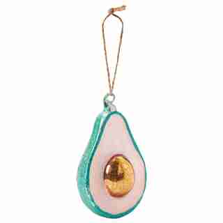 XMAS AVOCADO GLASS ORNAMENT