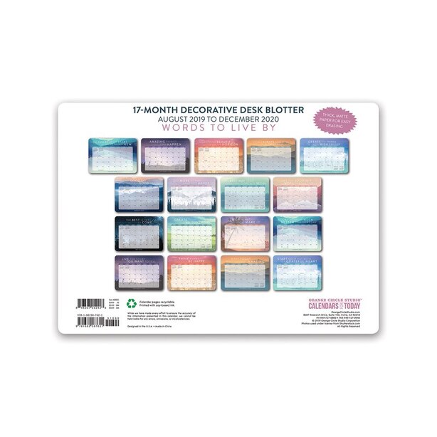 2020 Decorative Desk Blotter Words To Live By By Studio Oh Wall
