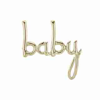 Baby Script Balloon 31" White Gold