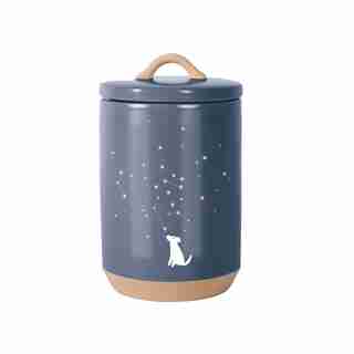 POT À GÂTERIES EN CÉRAMIQUE POUR ANIMAUX DE COMPAGNIE – MOTIF CÉLESTE AVEC CHIEN