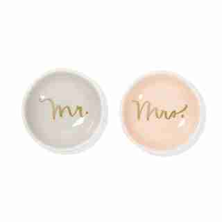 FRINGE STUDIO MR. AND MRS. TRINKET TRAY SET 3.25" DIAMETER x 1" HIGH