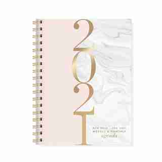 2020-2021 17-Month Spiral Agenda Marble Blush