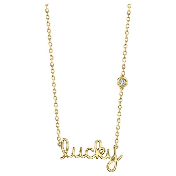 Lucky Necklace with Diamond Bezel - Yellow Gold