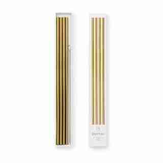W&P PORTER 10" METAL STRAWS WITH CLEANER GOLD SET OF 4